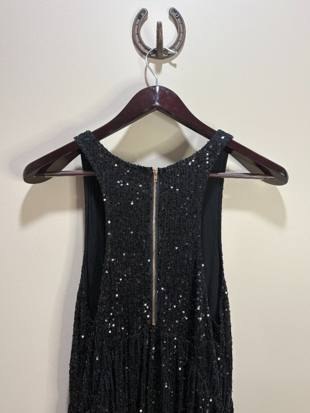 POL Black Sequin Maxi Dress Small Sleeveless Back Zip Party Gown Shimmer - Picture 4 of 5